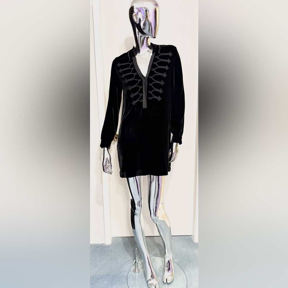 Sandro - Black Velvet Tunic, long top w/filigree
